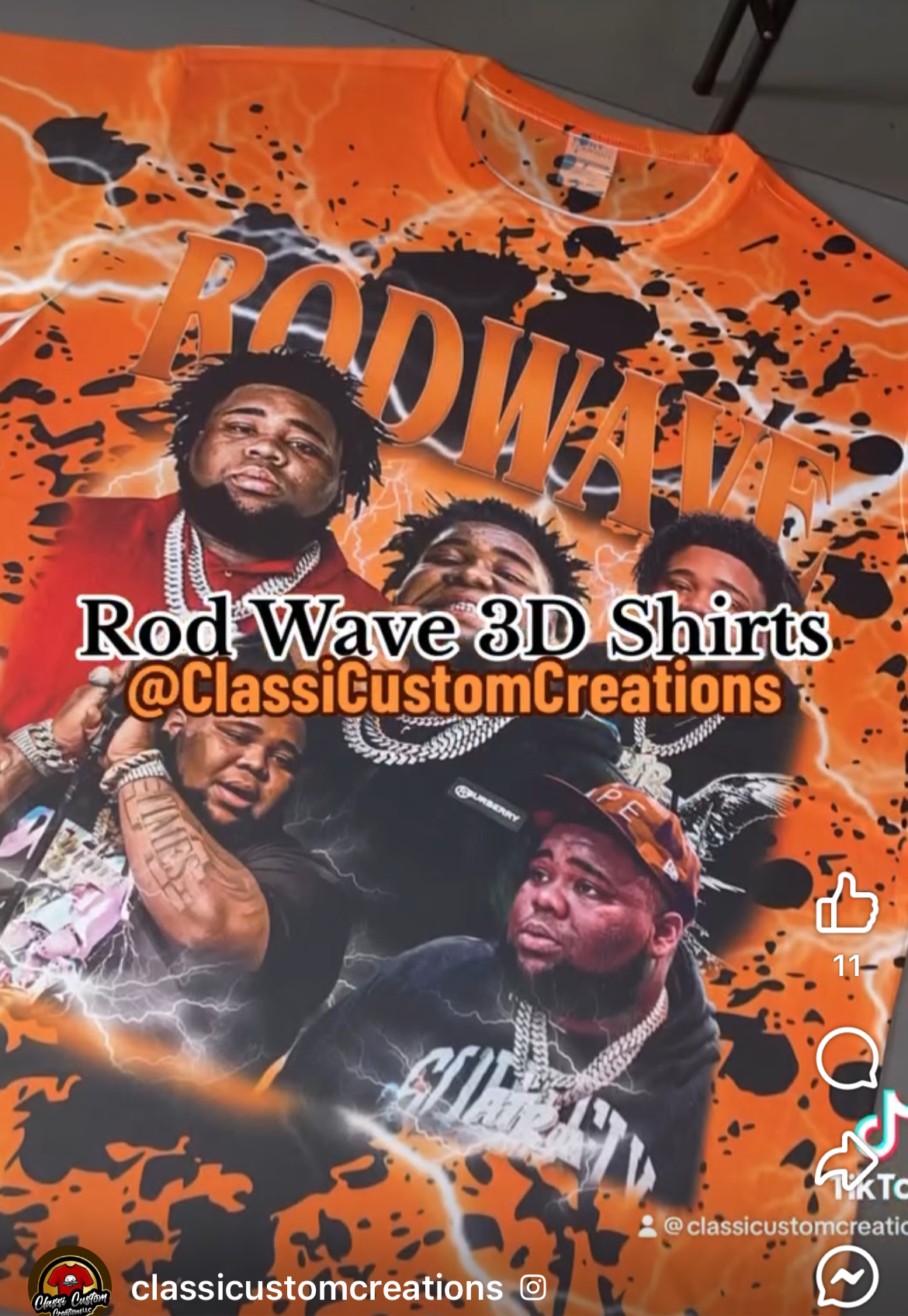 Rod Wave Orange2 3D Shirt Front Only