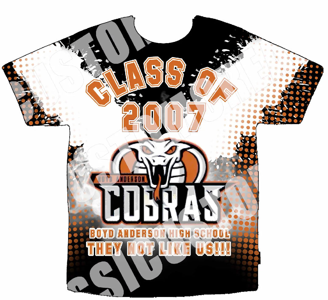 Class Of 2007 Cobras 3D Shirts Front Only