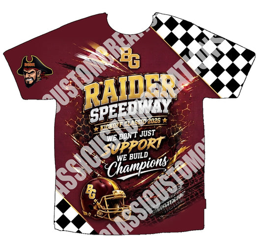 Belle Glade Baby Raiders 3D Shirts Front Only(This shirt design is front only. If you would like a design on the back, please select the "Add Back" option.)