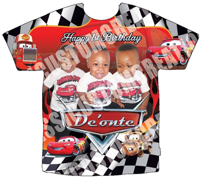 De’onte’s Cars Lightning McQueen 3D Birthday Shirts Front Only