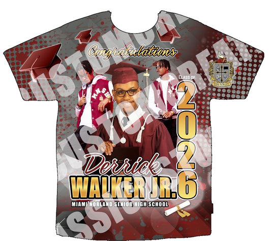 Derrick Walker Jr. Miami Norland Senior High  3D Grad Shirts Front Only