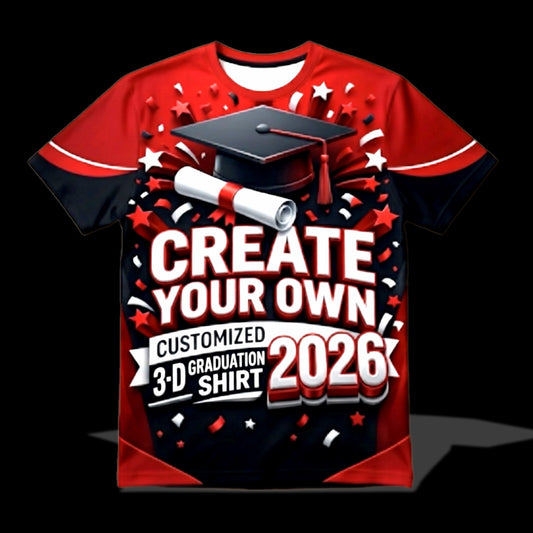 Create Your Own 3D Graduation Shirt Front Only                               (Turnaround time for graduation orders is two weeks that includes design print and production. Please be advised.)