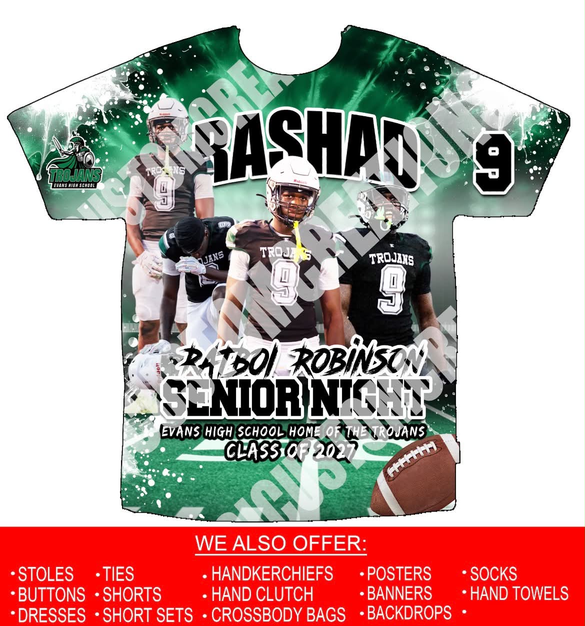 Rashad Ratboi Robinson Senior Night 3D Shirts Front Only