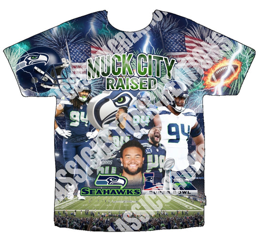 Muck City Raised Seahawks Super Bowl 3D Shirts Front Only
