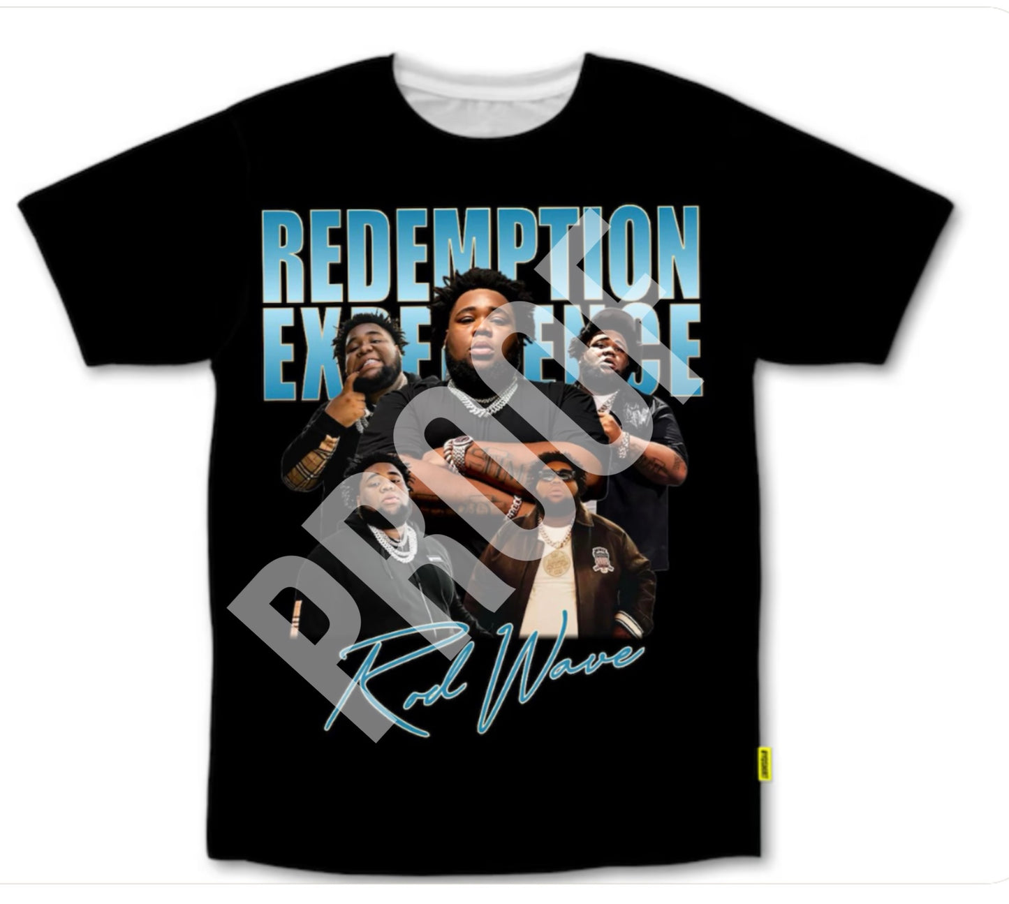 Rod Wave Redemption Experience (Blue Font) Black Graphic T-Shirt