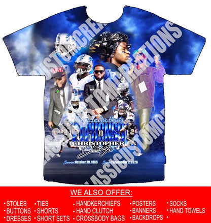 Alphonso “Zo” Smith Jr. 3D Memorial Shirts Front Only