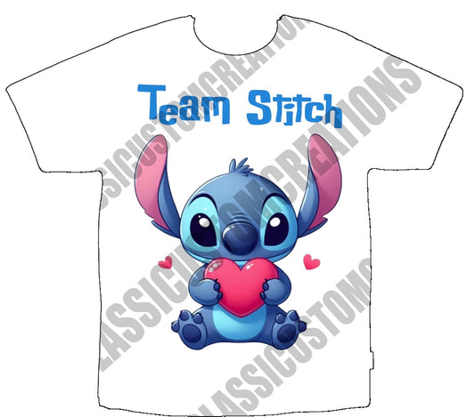 Team Stich (White Heat Press Shirts ) Front Only