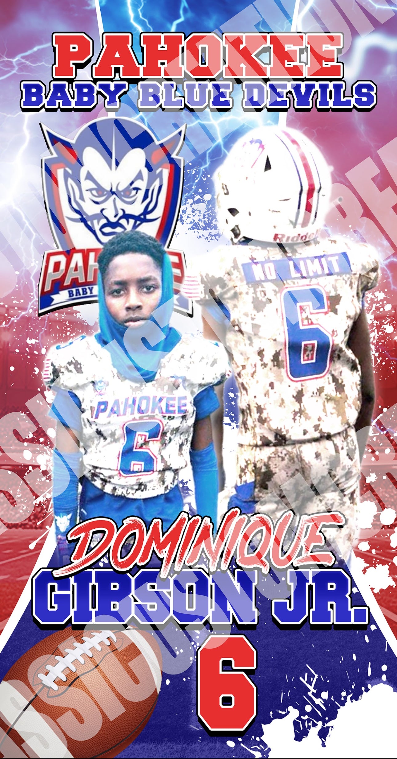 Pahokee Baby Blue Devil’s                
Custom 3D Banner 2x4 FT.                   w/grommets