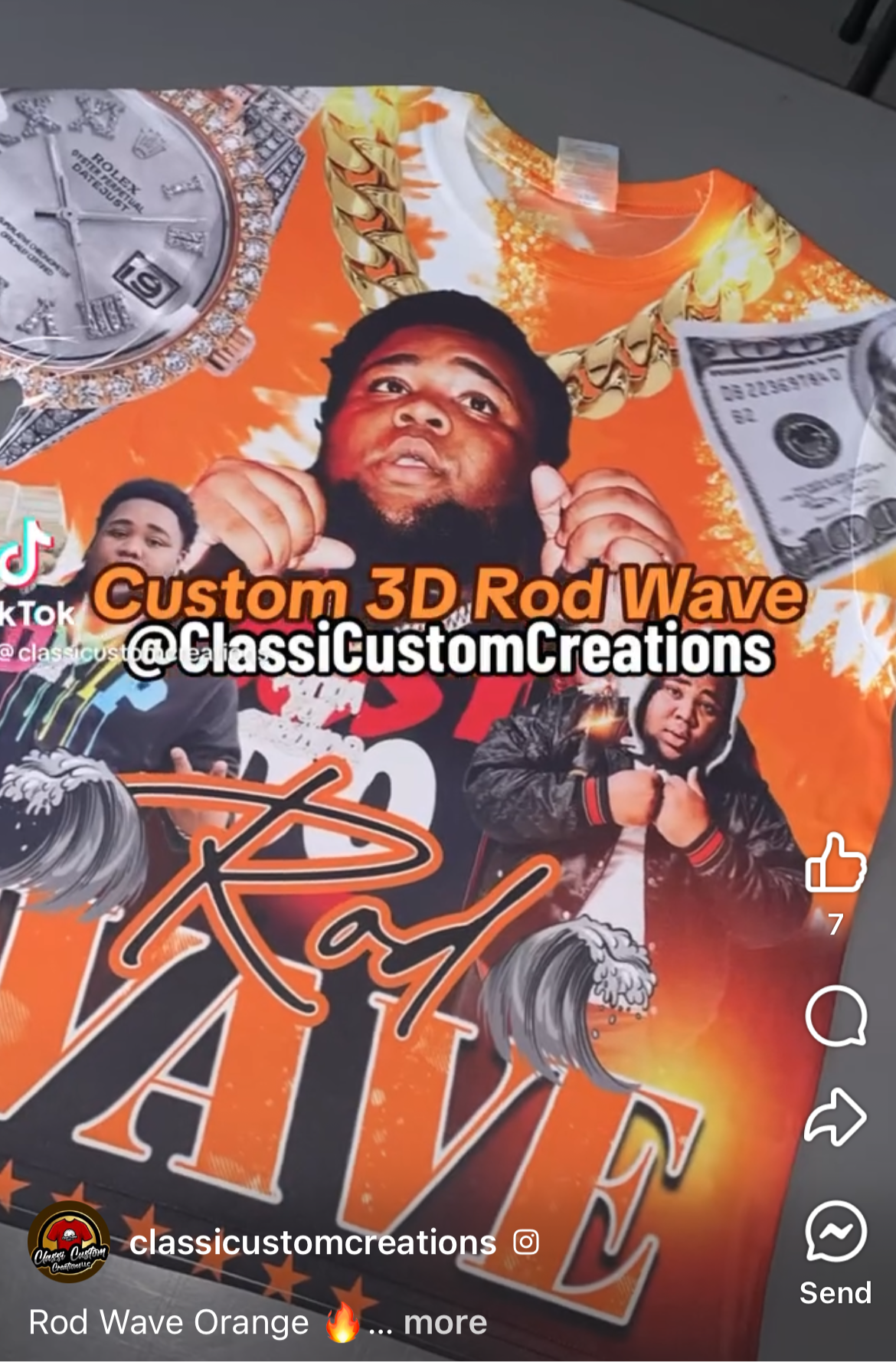 Rod Wave Orange 3D Shirt Front Only