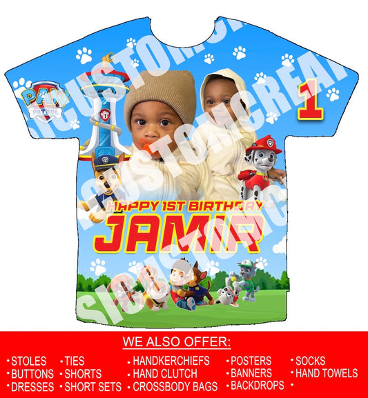 Jamir’s Paw Patrol 3D Birthday Shirts Front Only