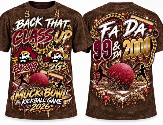 Glades Central Class of 99 & 2000 Acid Wash Beige/Brown Graphic T-Shirt Bothsides