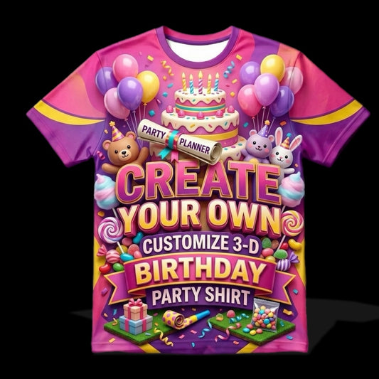 Create Your Own 3D Birthday Shirt Front Only