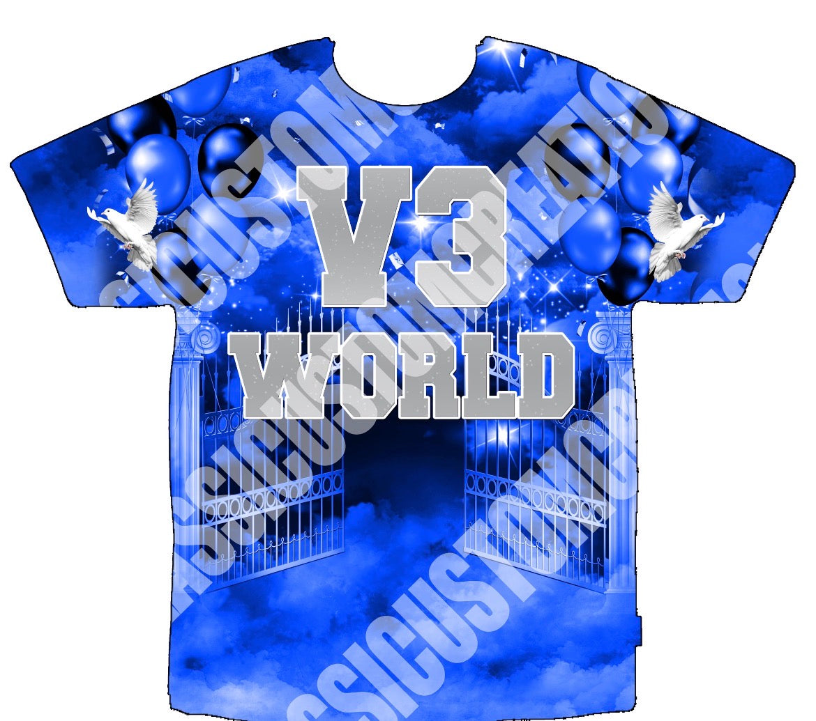V3 World Happy Heavenly Birthday 3D Shirts “Front Only”                                    (If you want the back please make sure to add the back to your order)