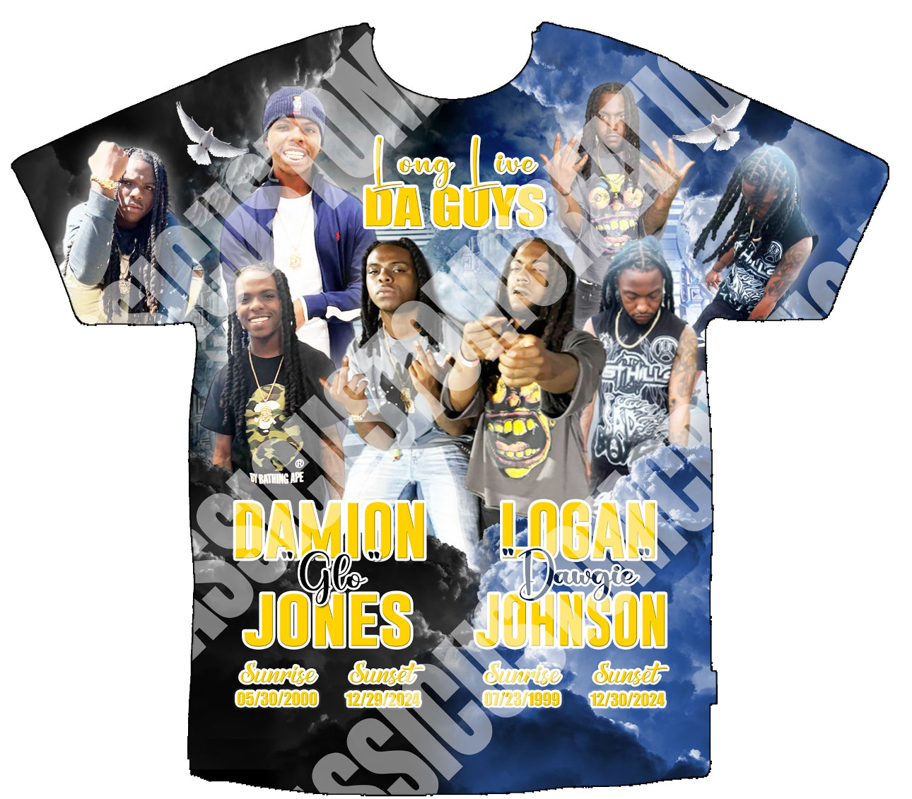 Damion & Logan Half&Half  3D Memorial 
Shirts Front Only