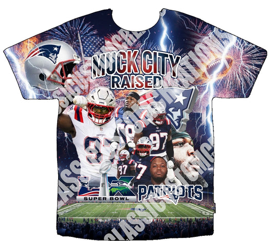 Muck City Raised New England Patriots Super Bowl 3D Shirts Front Only