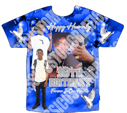 V3 World Happy Heavenly Birthday 3D Shirts “Front Only”                                    (If you want the back please make sure to add the back to your order)