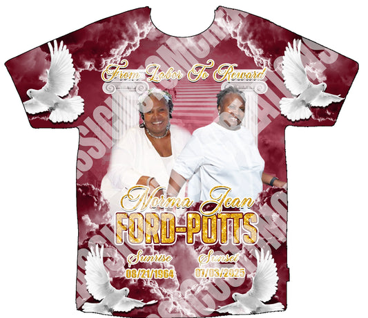 Norma Jean Ford-Potts Memorial 3D 
Shirts Front Only