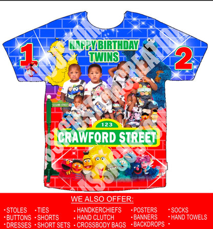 Crawford Twins 3D Sesame Street Birthday Shirts Front Only