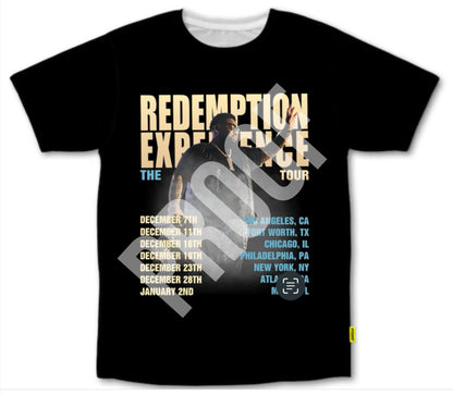 Rod Wave Redemption Experience (Blue & Gold Font) Black Graphic T-Shirt