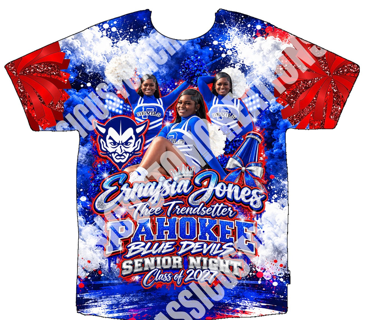 Ernajsia “Piggy” Jones 3D Cheer/Senior Night Shirts Front Only