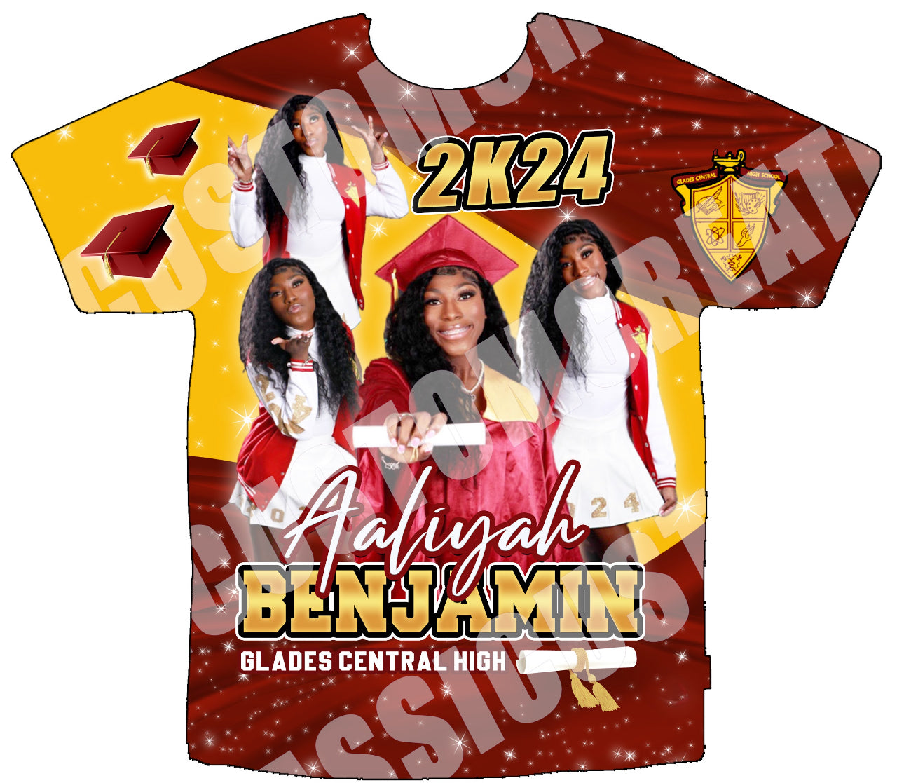 Aaliyah Benjamin  (Graduation “24”) 3D Shirt Front Only