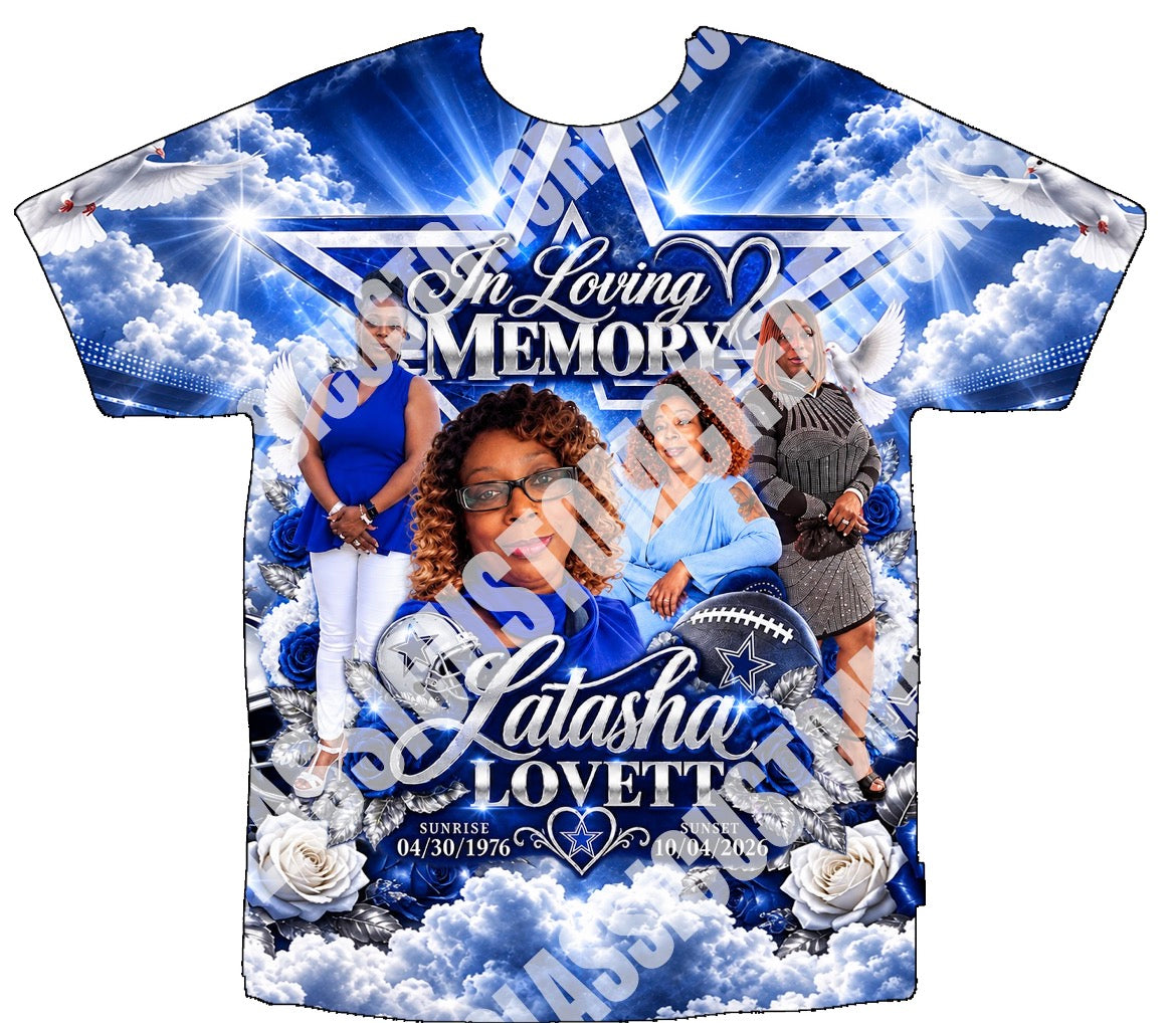 Latasha Lovett 3D Memorial Shirts Front Only