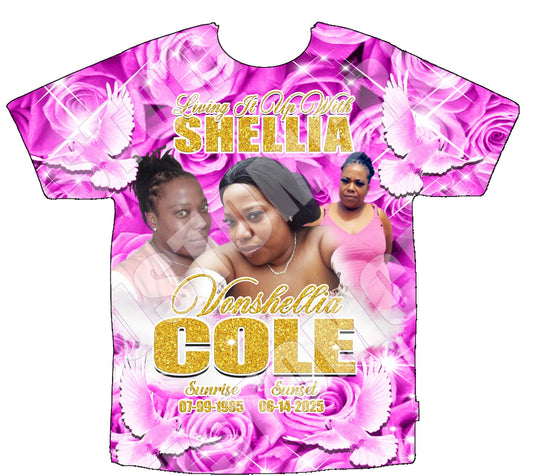 Living It Up With Shellia 3D Memorial Shirts Front Only
