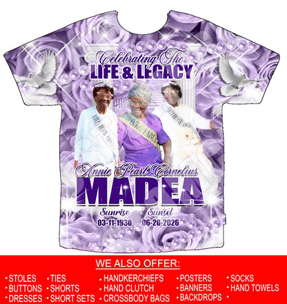 Annie Pearl Cornelius “ Madea” Memorial 3D Shirts Front Only