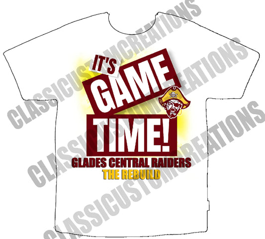 It’s Game Time GC White Polyester T-Shirt Front Only