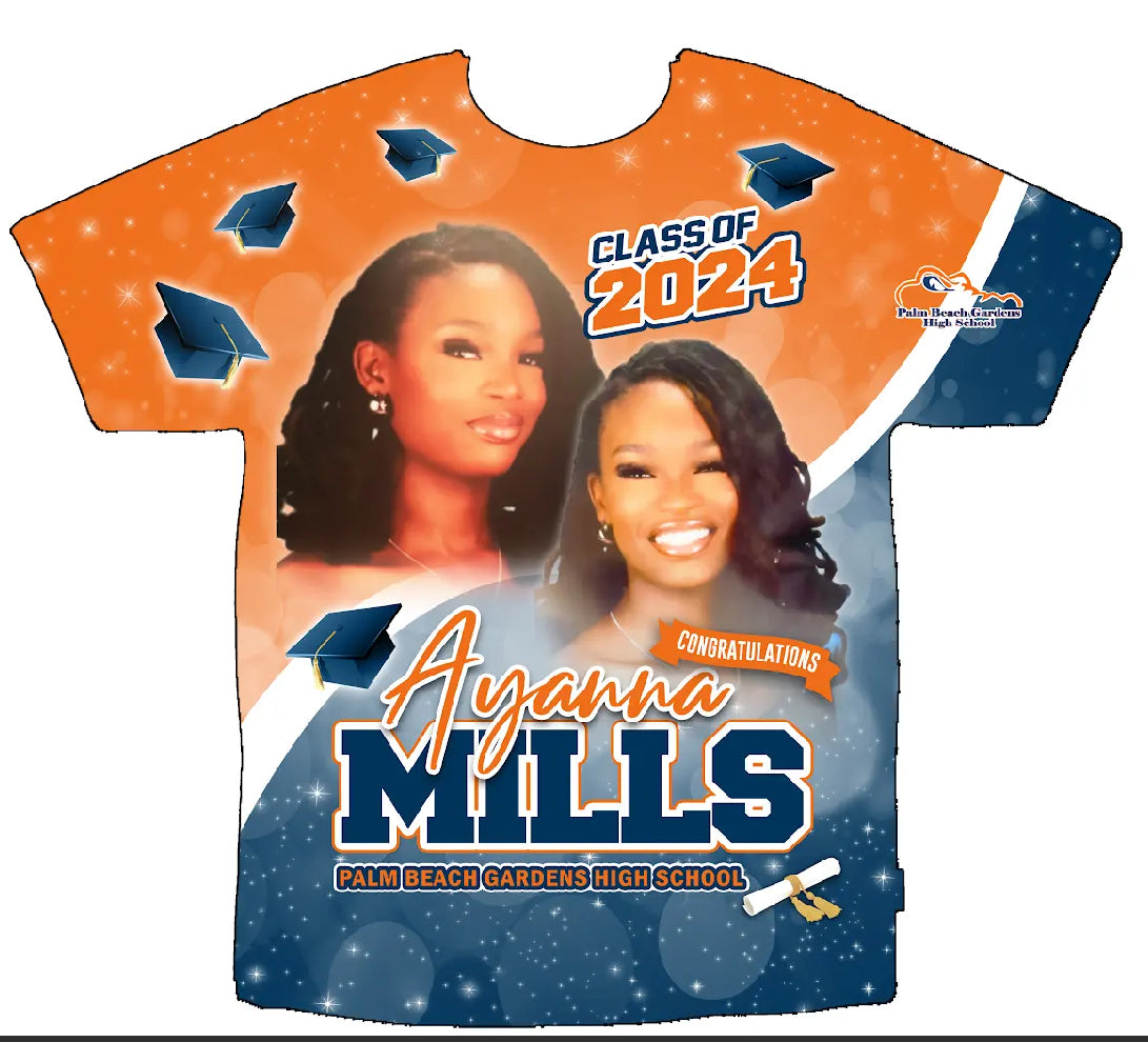 Ayanna Mills 3D Graduation Shirt Front Only