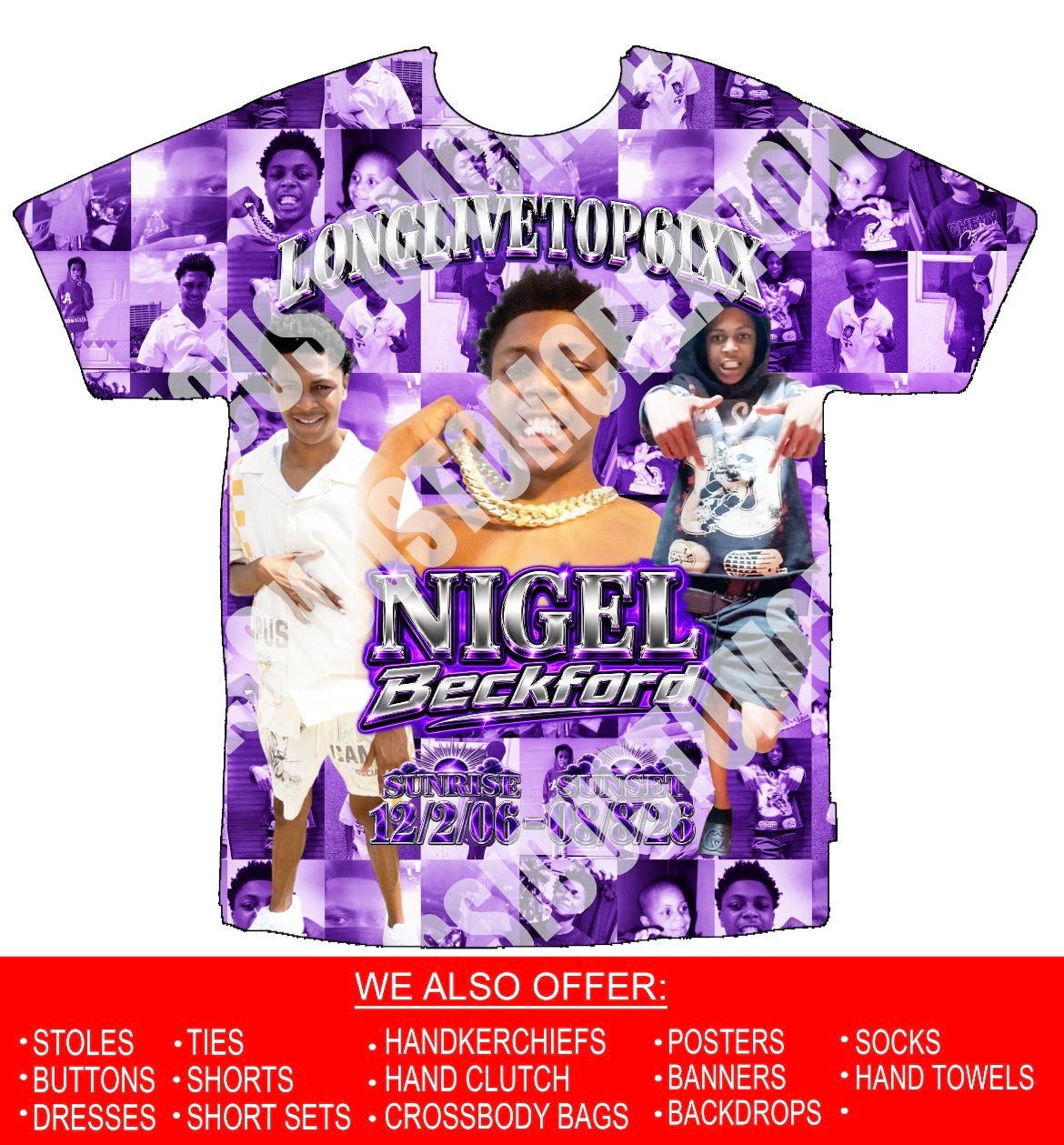 Nigel Beckford 2 3D Memorial Shirts Front Only