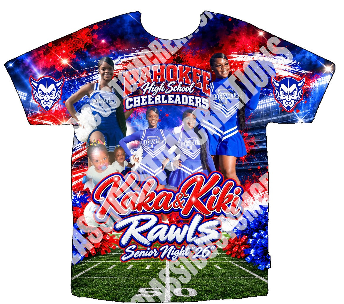 Kiki & Kaka 3D Cheer/Senior Night Shirts Front Only