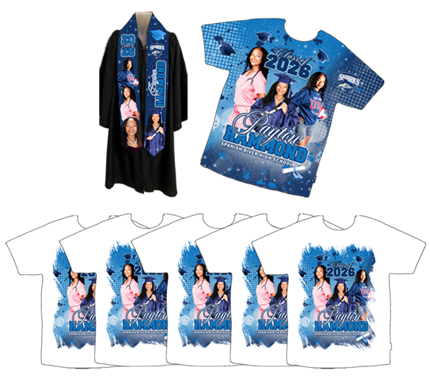 HEAT PRESS PACKAGE A:      (Turnaround time for graduation orders is two weeks that includes design print and production. Please be advised.)
