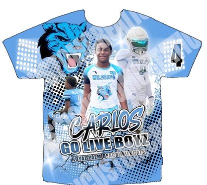 Carlos Go Live Boys Wildcats 3D Shirts Front Only