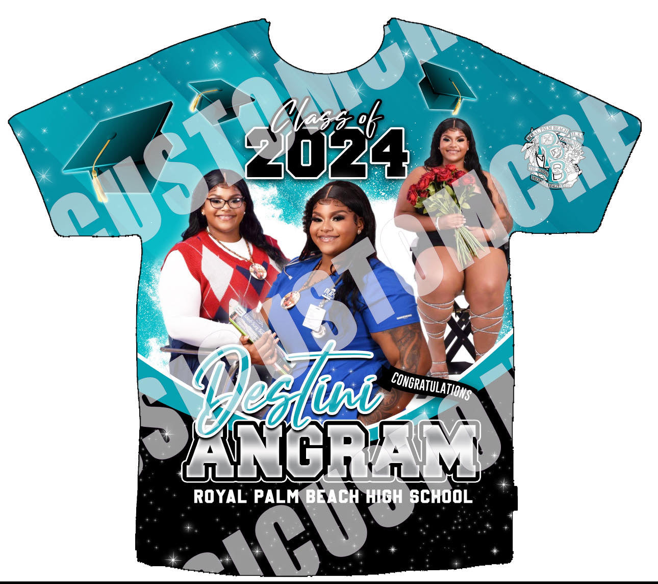 Destini Angram 3D Graduation Shirt Front Only