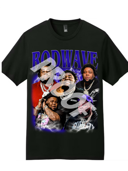 Rod Wave Redemption (Navy Blue  ) Black Graphic T-Shirt Front Only