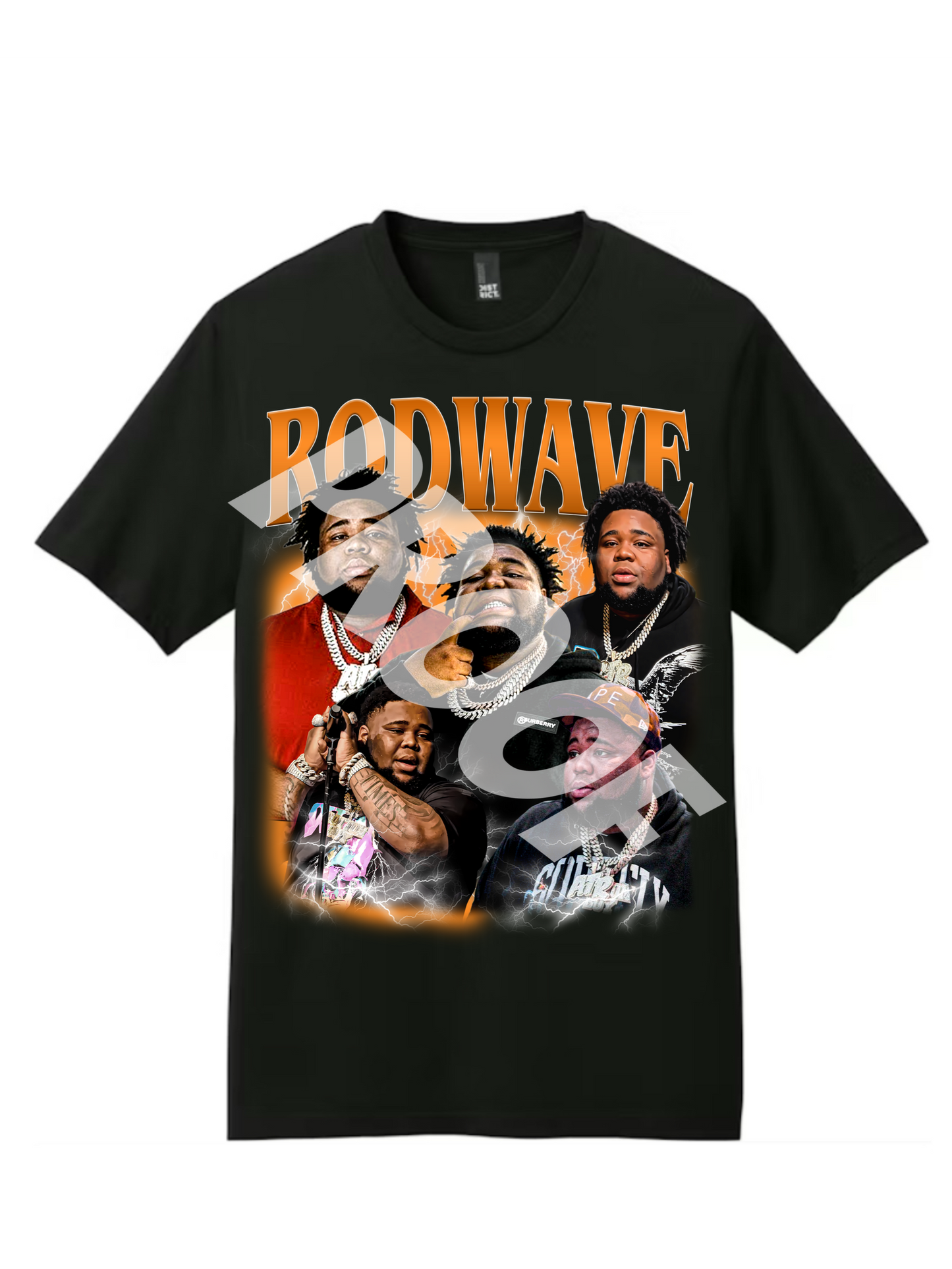 Rod Wave Redemption (Orange  ) Black Graphic T-Shirt Front Only