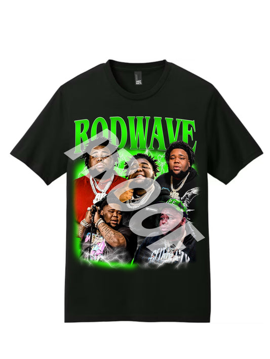 Rod Wave Redemption (Slime Green  ) Black Graphic T-Shirt Front Only