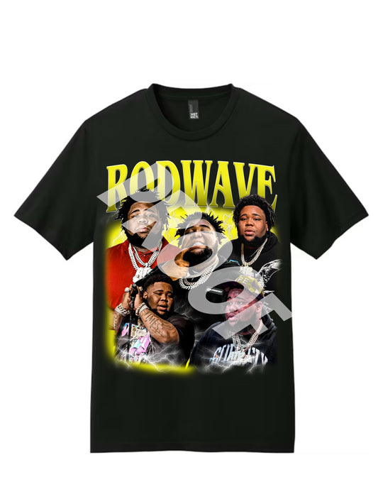 Rod Wave Redemption (Yellow ) Black Graphic T-Shirt Front Only