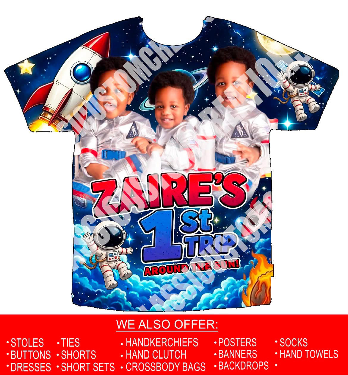 ZAIRES FIRST TRIP AROUND THE SUN 3D SHIRTS FRONT ONLY