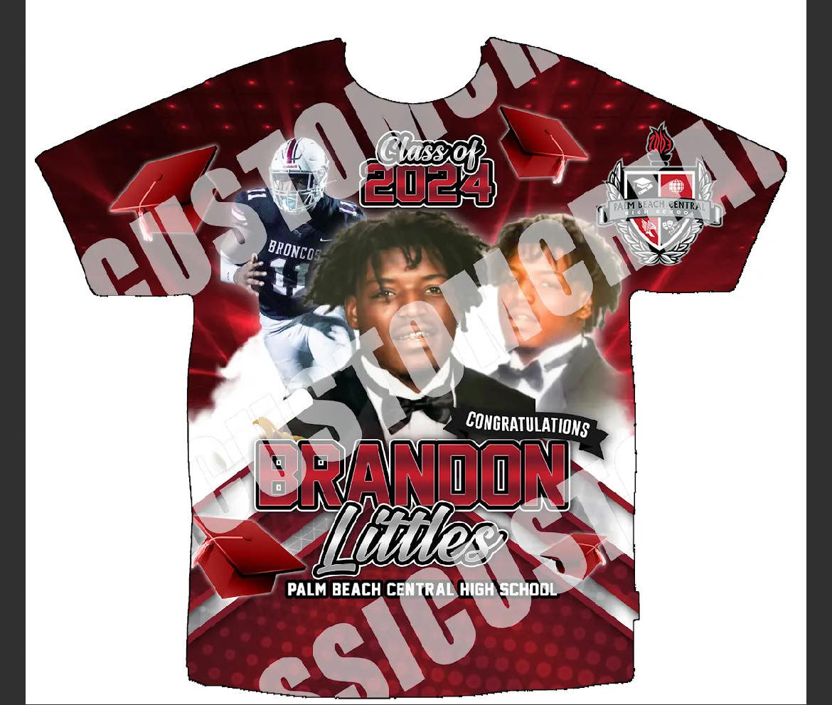 Brandon Littles   (Graduation “24”) 3D Shirt Front Only