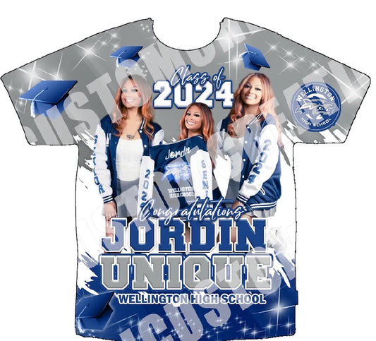 Jordin Unique Wellington High
(Graduation “24”) 3D Shirt Front Only