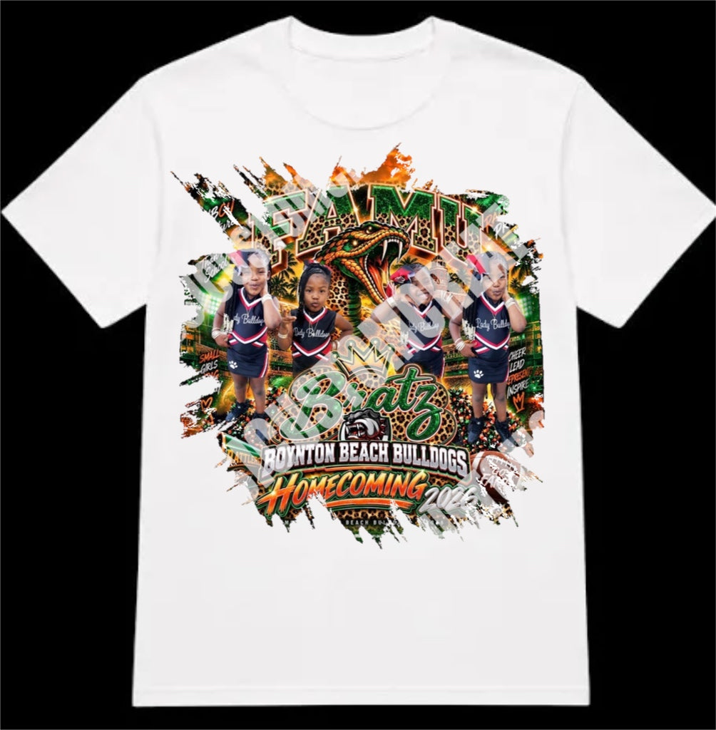 Boynton beach Bulldogs Bratz White Heat Press Shirts Front Only
