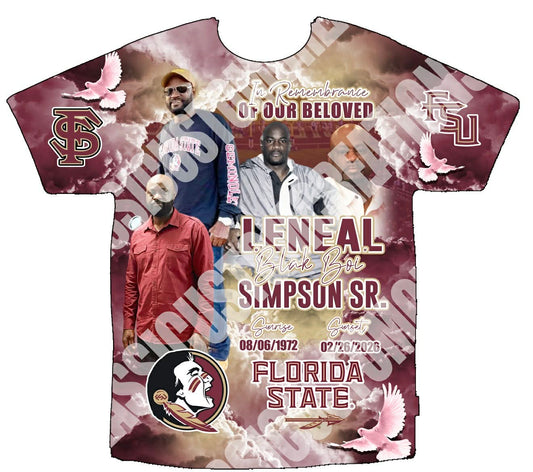 Leneal Simpson Sr. “Blak Boi” 3D  Memorial Shirts Front Only