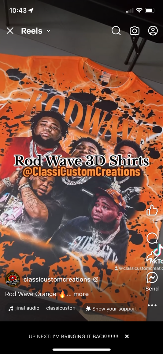 Rod Wave Orange2 3D Shirt Front Only