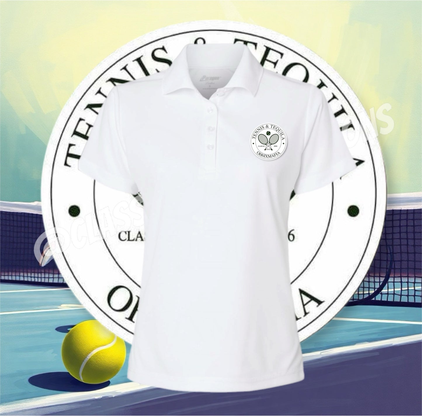 Class of 2006 Tennis & Tequila Polo Shirts Front Only ( Please Select Your Preferred Color Shirt )