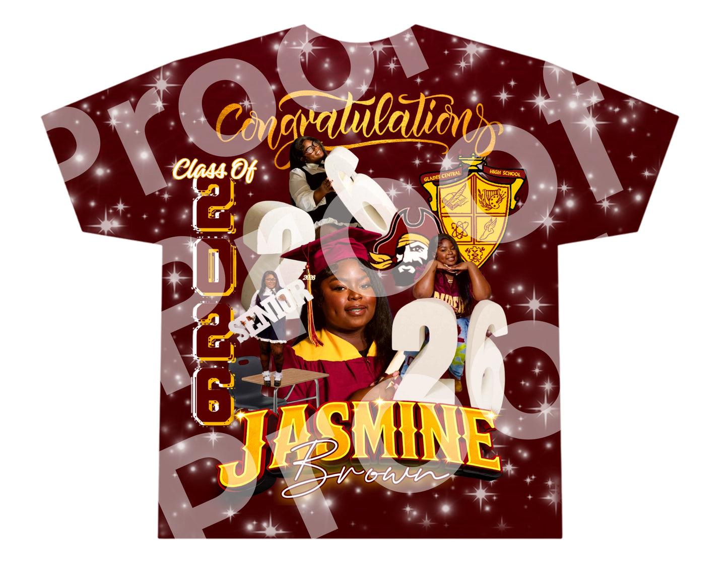Jasmine Brown Graduation 3D Shirts Front Only