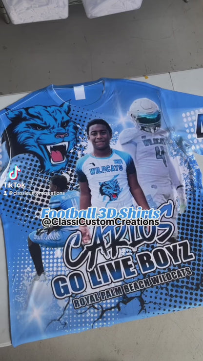 Carlos Go Live Boys Wildcats 3D Shirts Front Only